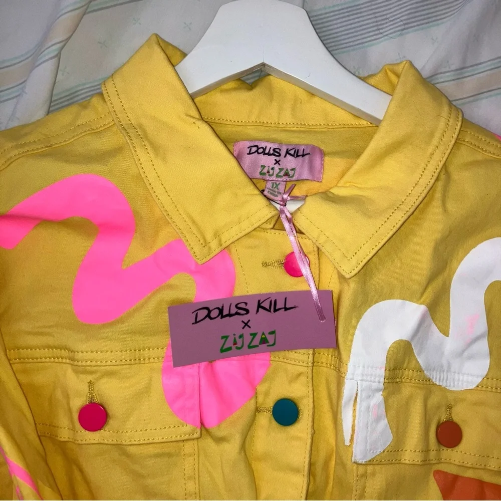 Dolls Kill x Zip Zag Retro Lemon Drop Trucker jacket size XL new - Picture 5 of 6